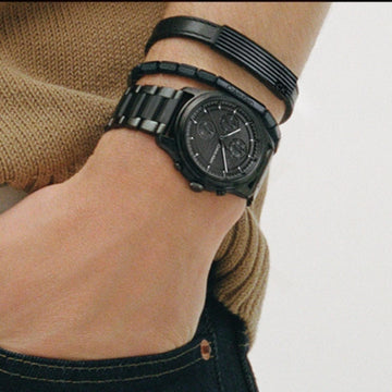 Ανδρικό βραχιόλι Calvin Klein 35000270 από μαύρο δέρμα με μαύρη αγκράφα.